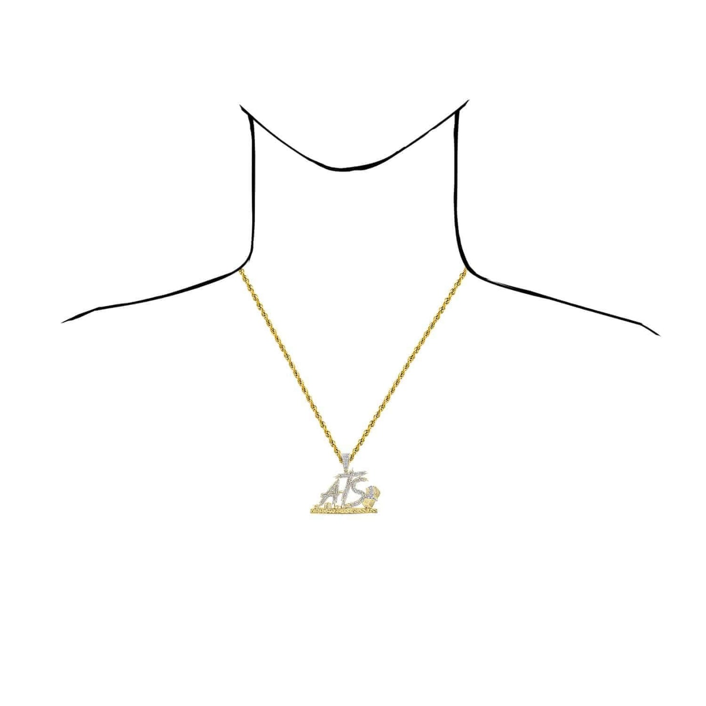 1.35CTW Real Diamond 10K Yellow Gold Cash Addicted to Success Pendant 1.7"