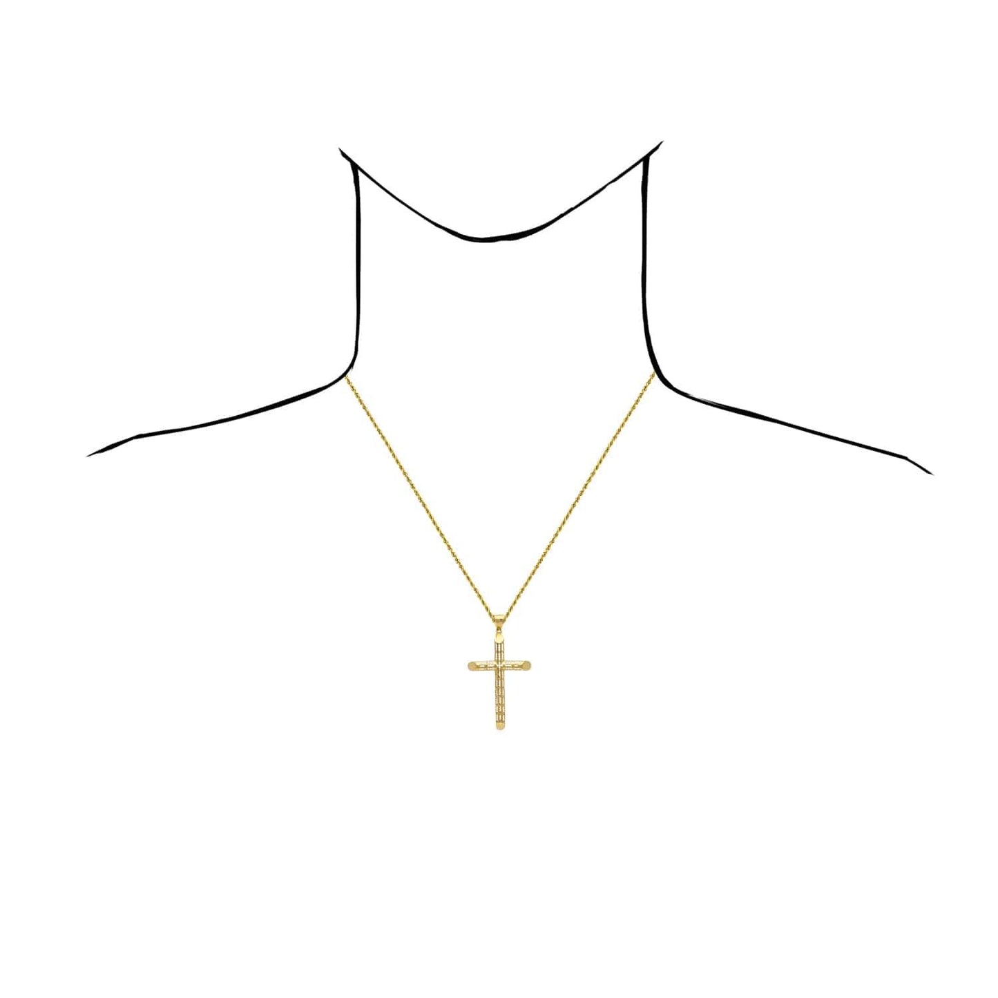 14K Real Gold Openwork Filigree Cross Pendant 2.3"