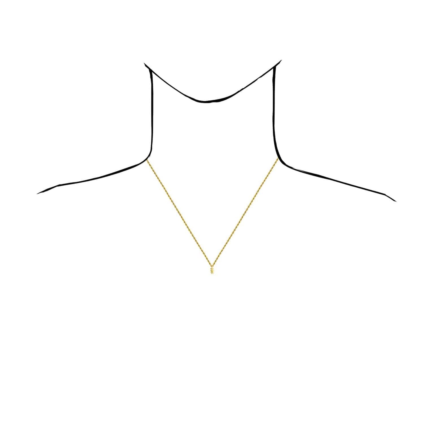 Kid's & Mom's 14K Real Gold Girl Silhouette Charm Pendant 0.4"
