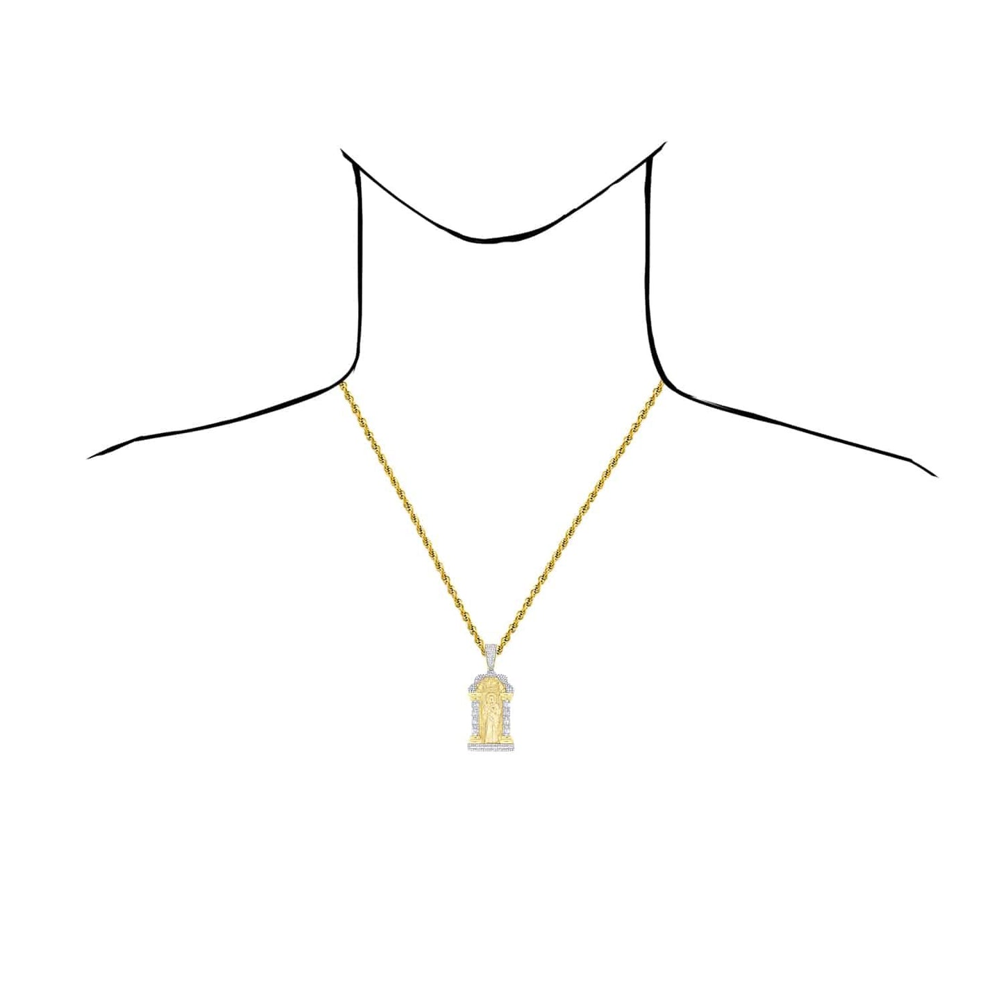 1.33CTW Real Diamond 10K Yellow Gold St. Jude Thaddeus Pendant