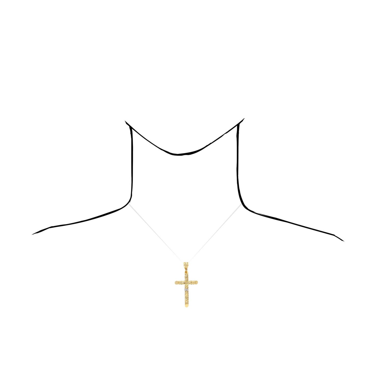 14K Yellow Gold Jesus Crucifix Cross Pendant