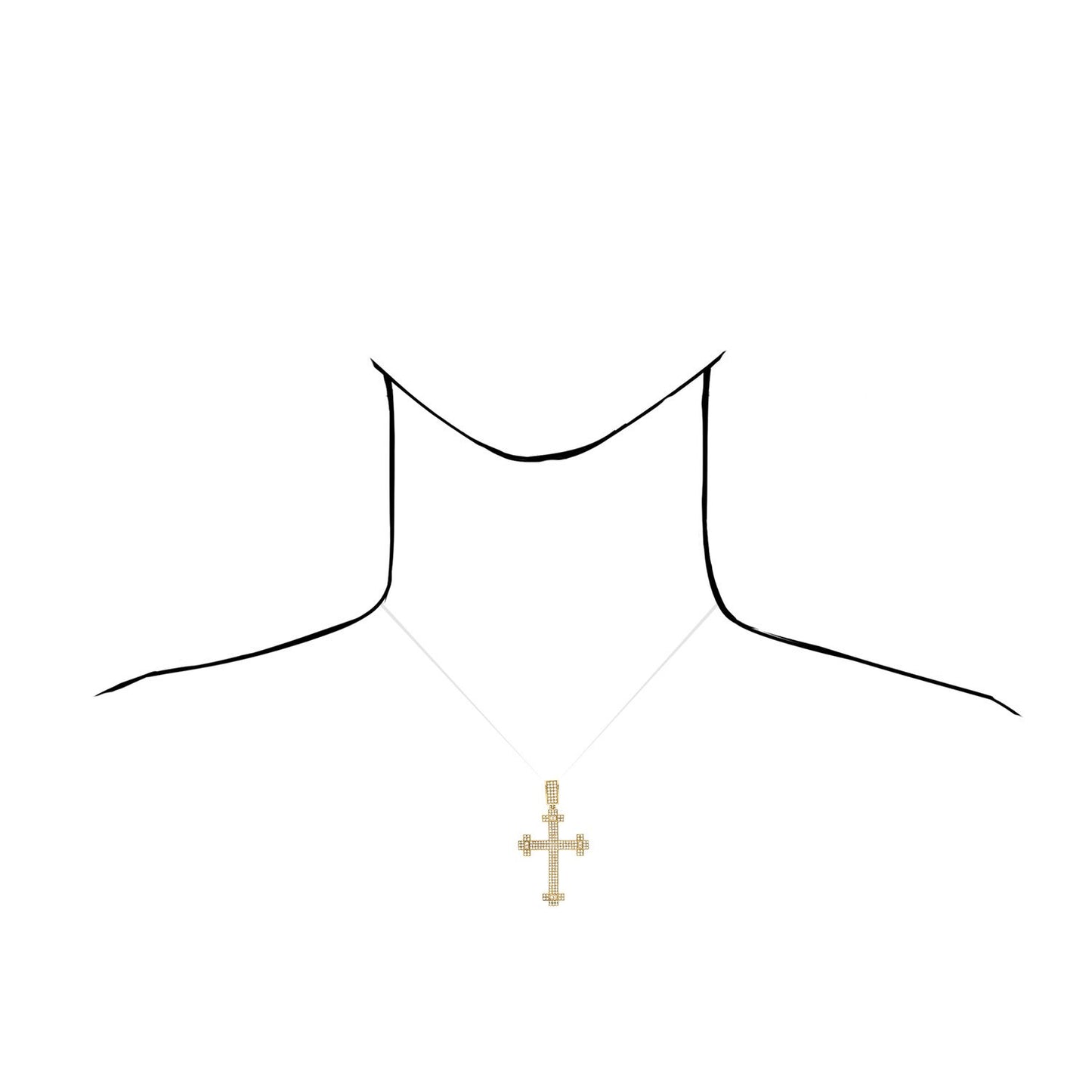 14K Yellow Gold 2CT CZ Cross Pendant