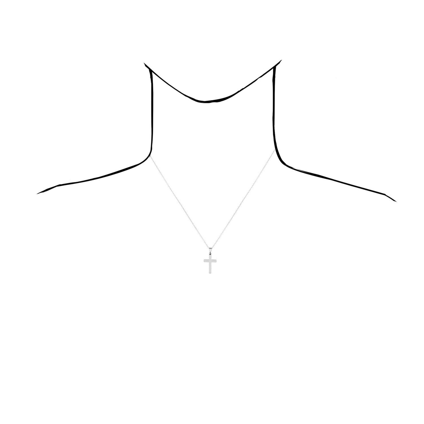 14K White Gold Religious Cross Pendant 1.2"