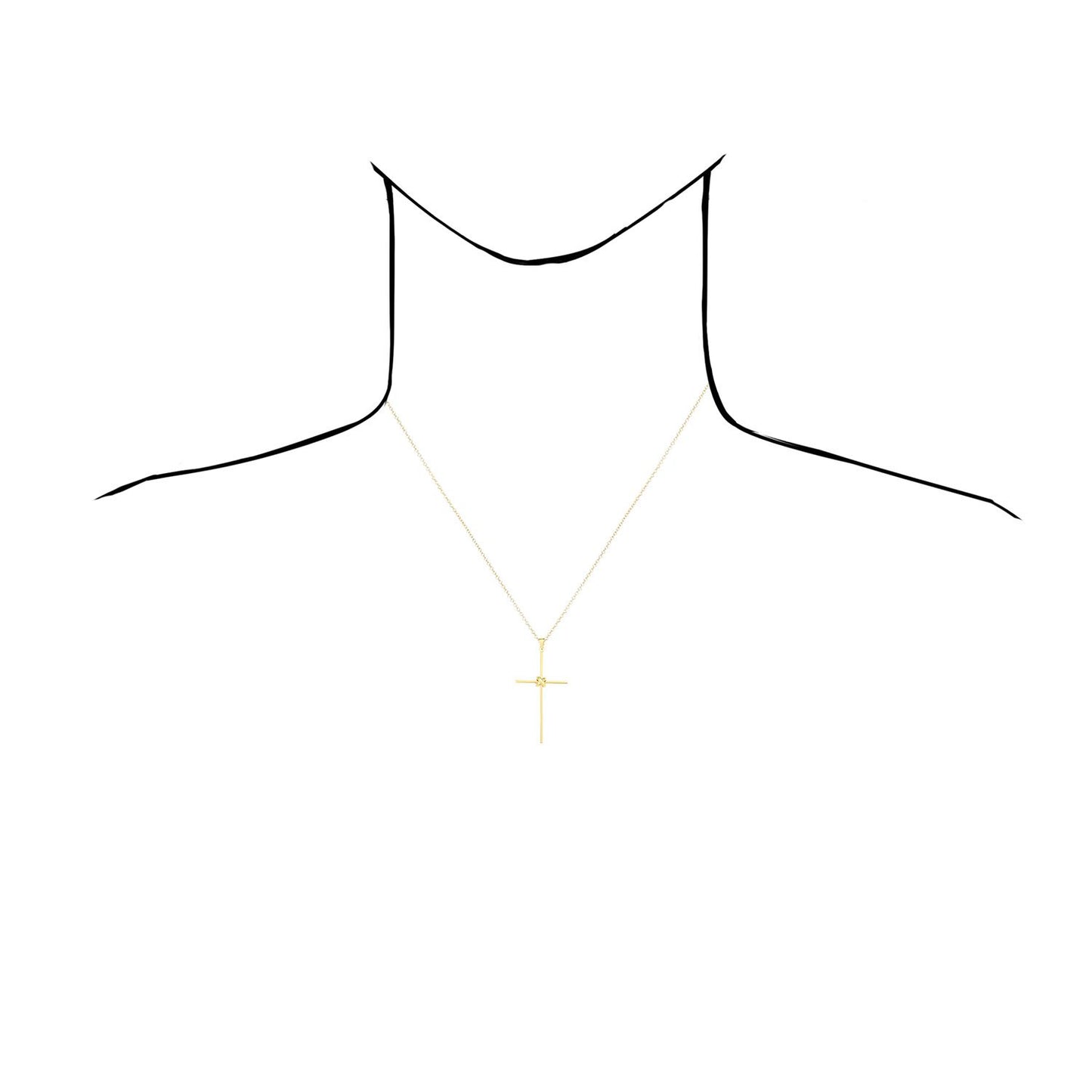 14K Yellow Gold Central Knot Cross Pendant 1.95"