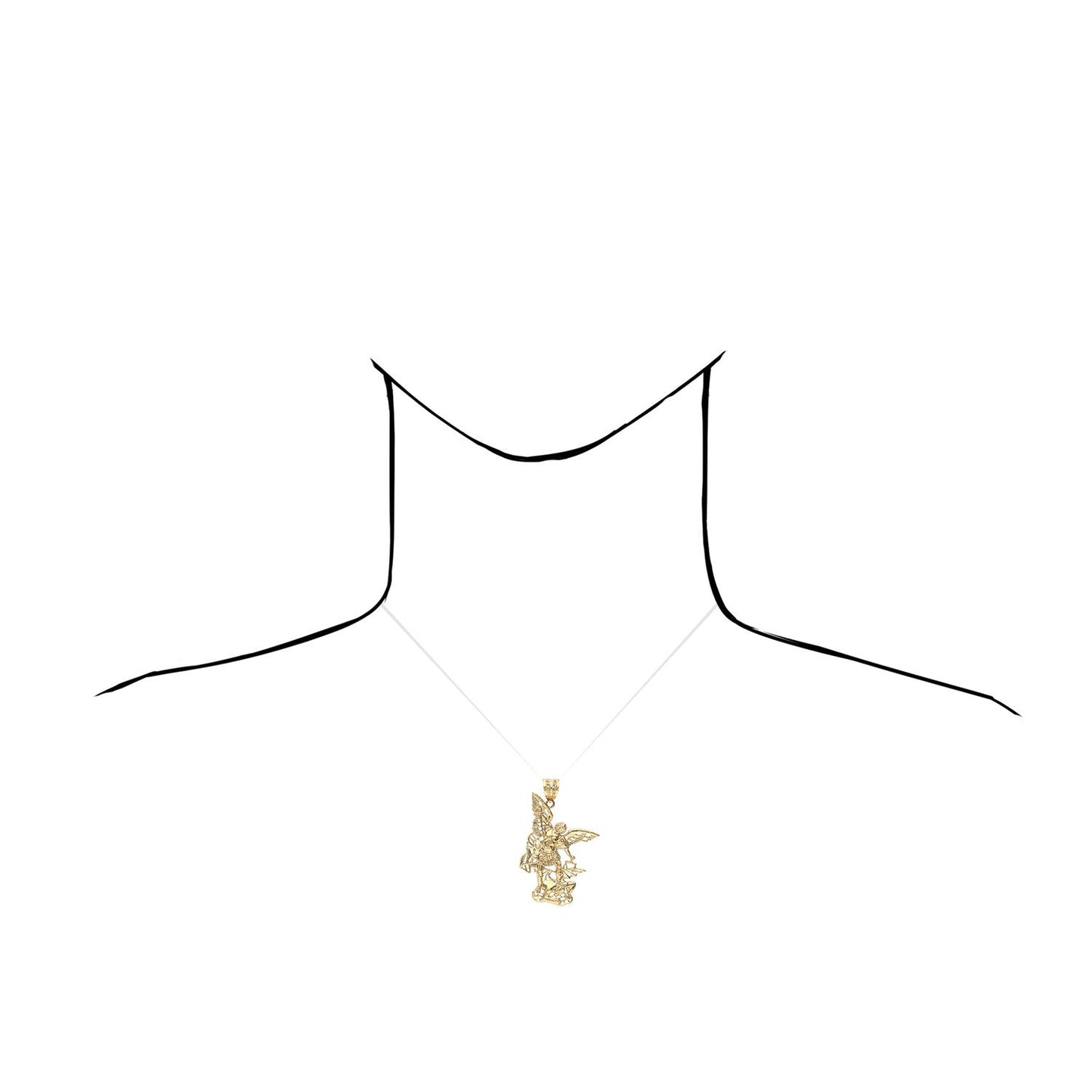 14K Yellow Gold Religious Saint Michael Charm Pendant
