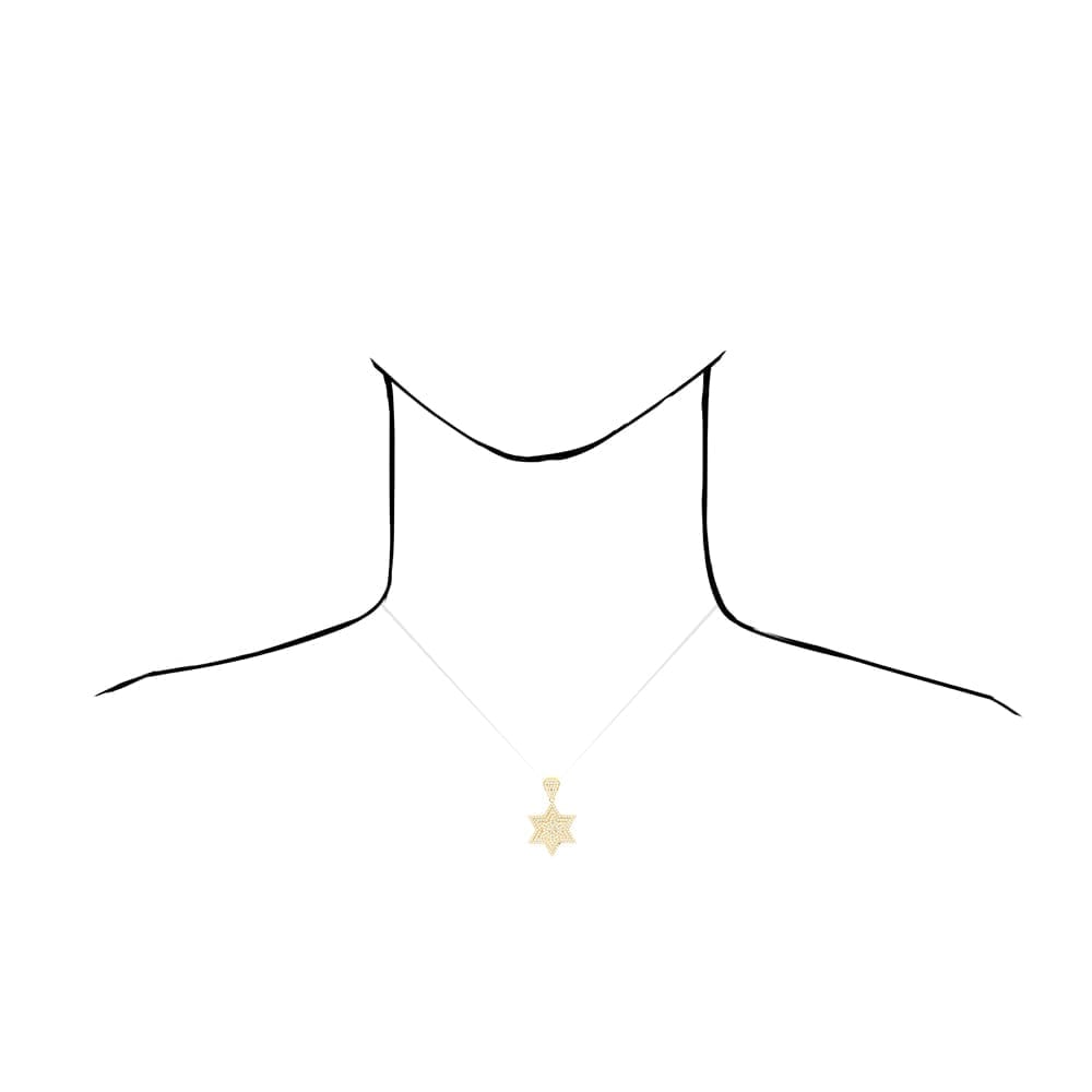 2.50Ct CZ David's Star 10k Yellow Gold Religious Pendant 1.8"