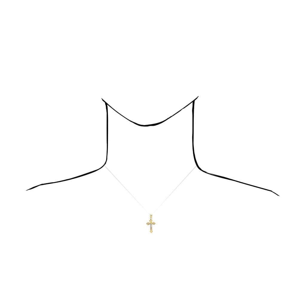 10k Yellow Gold Diamond-Cut Jesus Crucifix Religious Cross Pendant 1.22"