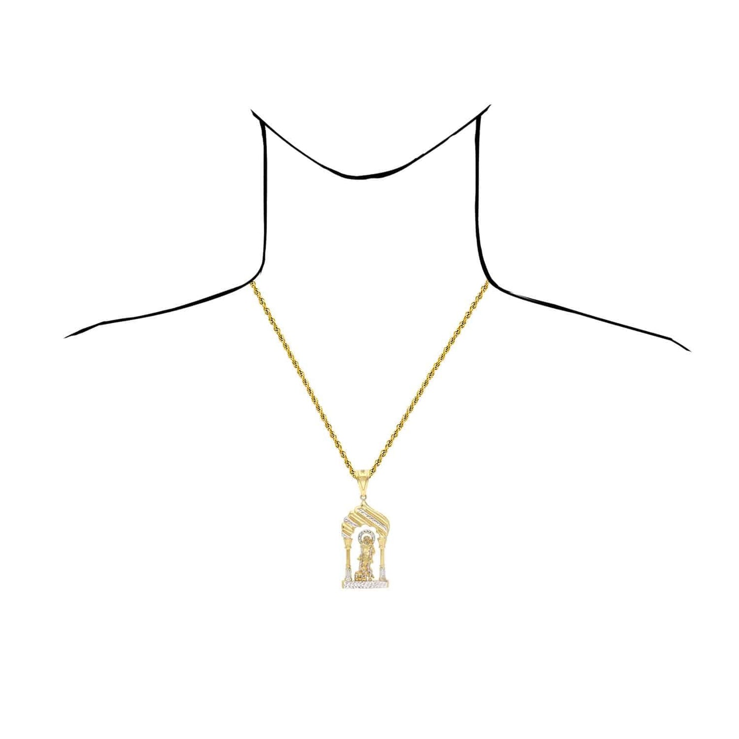 10K Yellow Gold Diamond-Cut Religious Saint Lazarus Charm Pendant 2.5"-3.3"