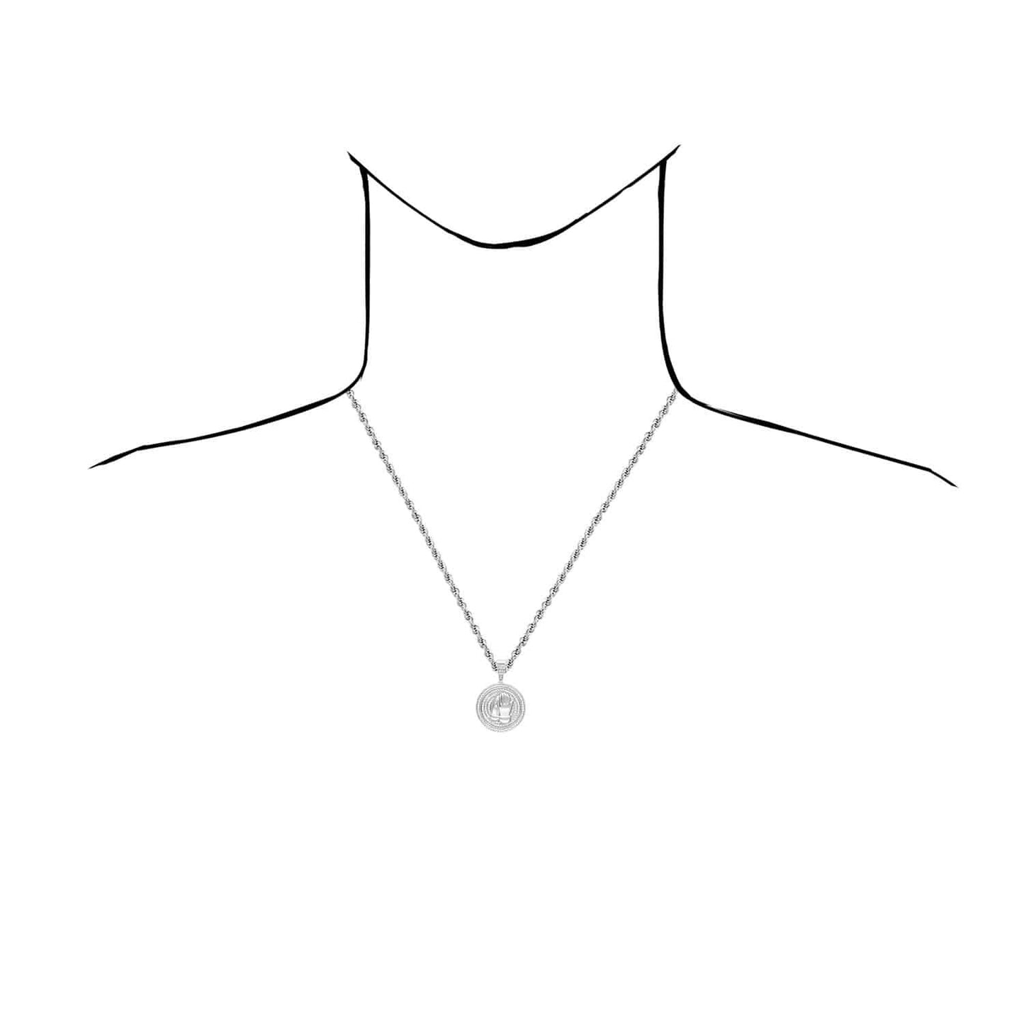14k Gold Over Silver CZ Praying Hands Medallion Pendant 1.38"