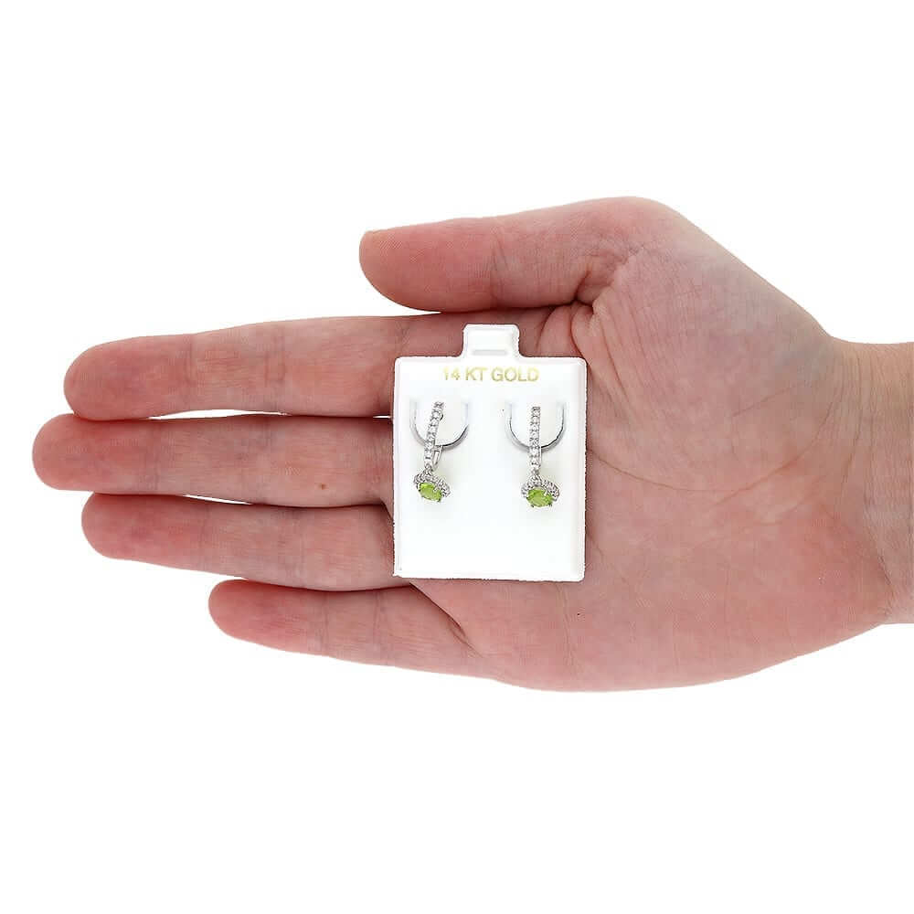 14k Yellow Gold White Gold Round Birthstone Diamond Halo Earrings 1"