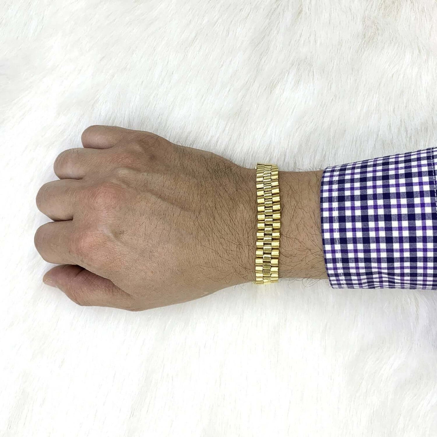 10K Yellow Gold 12mm Jubilee Men's Bracelet (Hollow) 8.25"