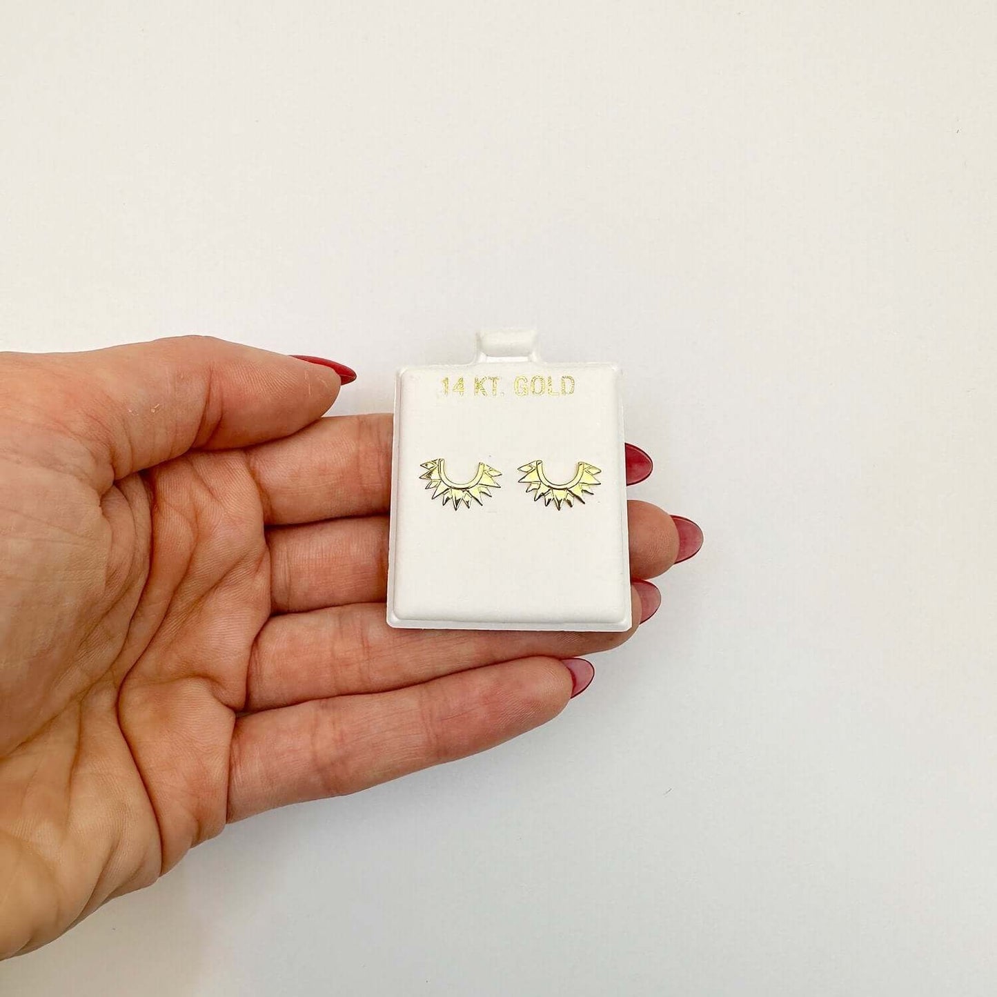 14K Gold Sunburst Stud Earrings