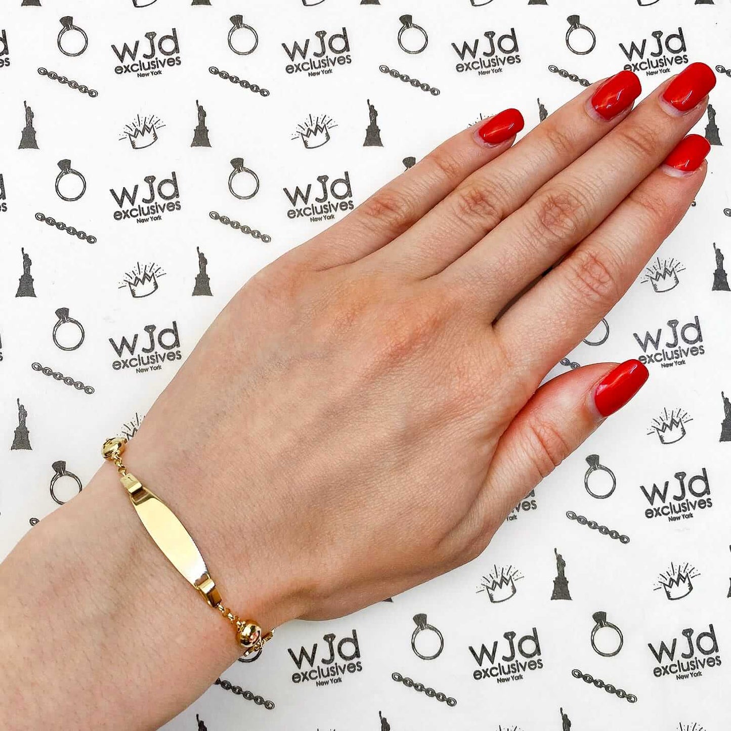 Kids 14K Yellow Gold 6.5mm Little Cats, Hearts, Stars Charm ID Bracelet 6"