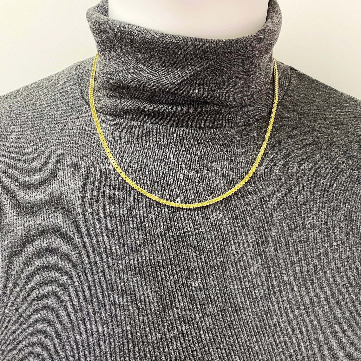 14K Gold Over Silver 2.5mm Hollow Franco Chain 16"-26"