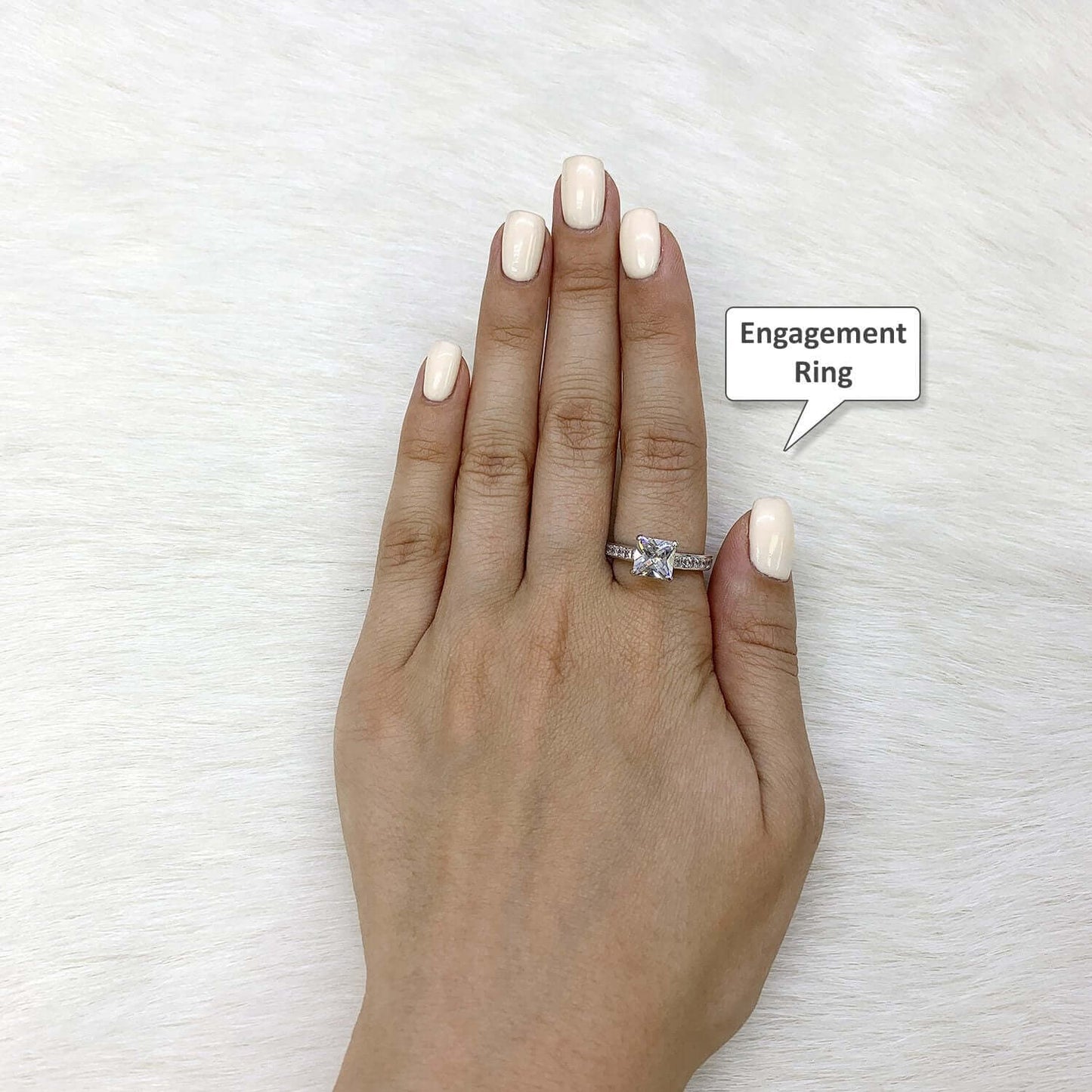 14K Gold White Princess-Cut CZ Engagement Ring Wedding Bridal Set