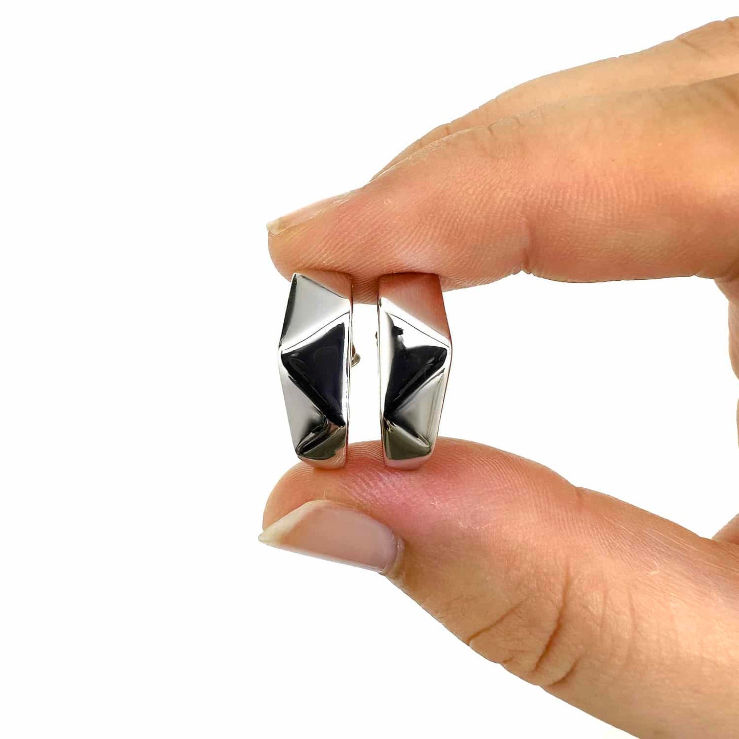 18K Gold Over Sterling Silver Faceted Geometric Hoop Earrings 18mm