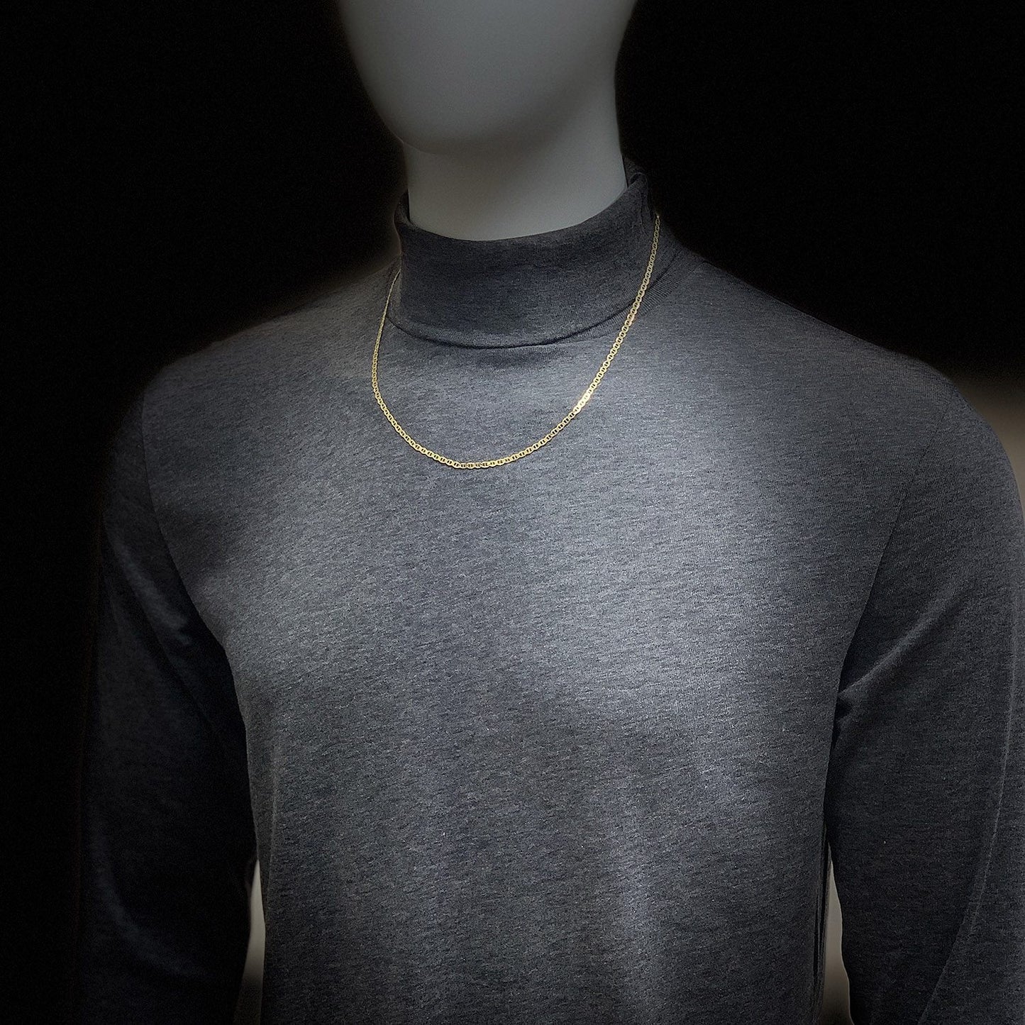 14K Solid Yellow Gold 3mm Flat Mariner Chain Necklace 16" 18" 20" 22" 24"
