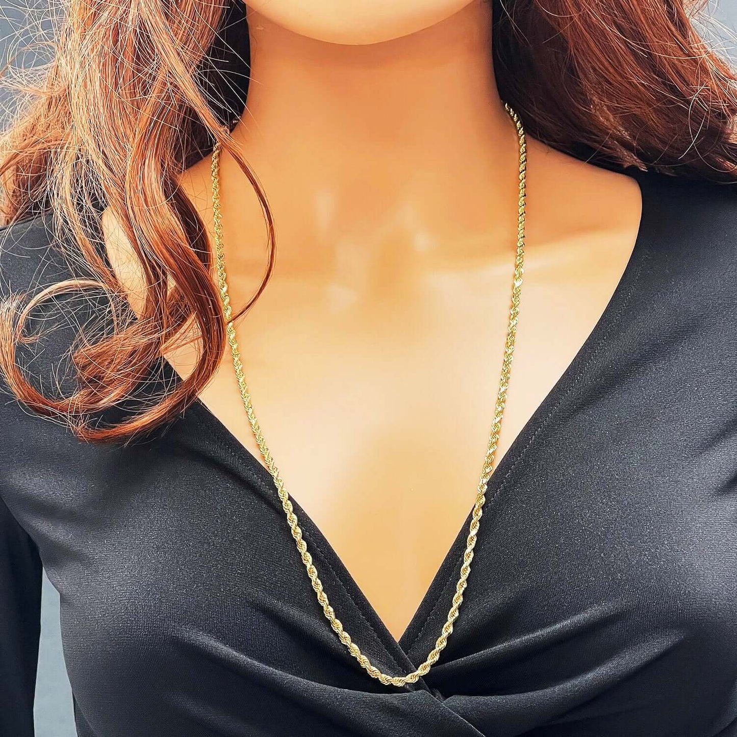 10K Yellow Gold 3.5mm Diamond-Cut Rope Chain (Solid Links) 18"-28"