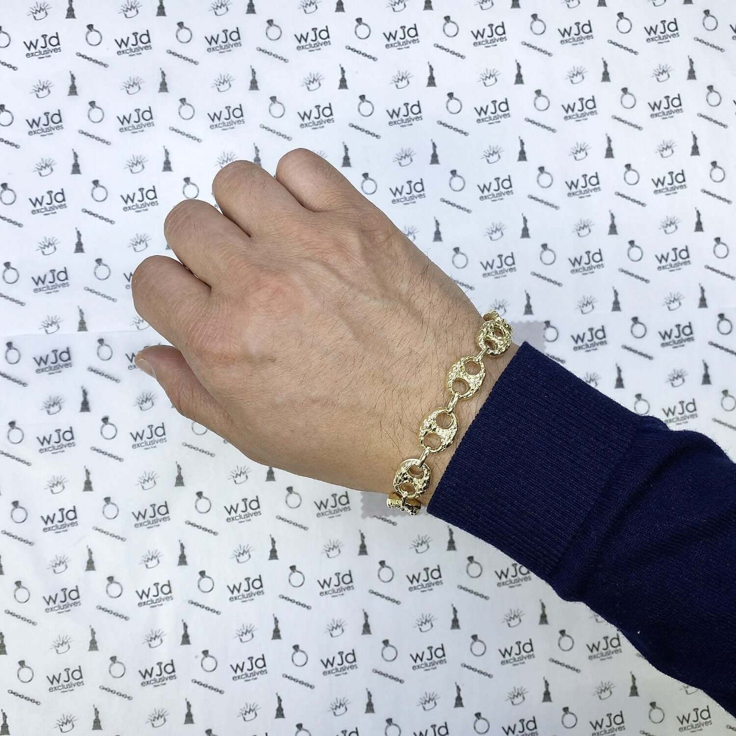 10K Yellow Gold 10mm 12mm Puffed Anchor Mariner Nugget Bracelet (Hollow) 8.5"