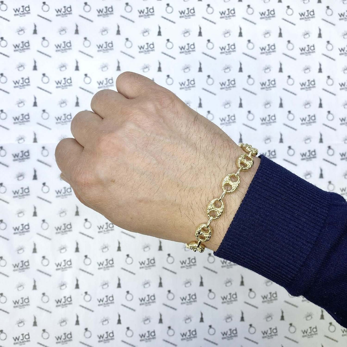 10K Yellow Gold 10mm 12mm Puffed Anchor Mariner Nugget Bracelet (Hollow) 8.5"