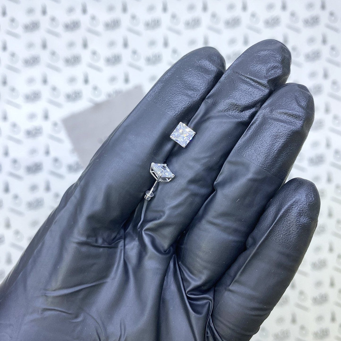 2.50CT Princess-Cut CZ 14K White Gold Screwback Stud Earrings 6mm