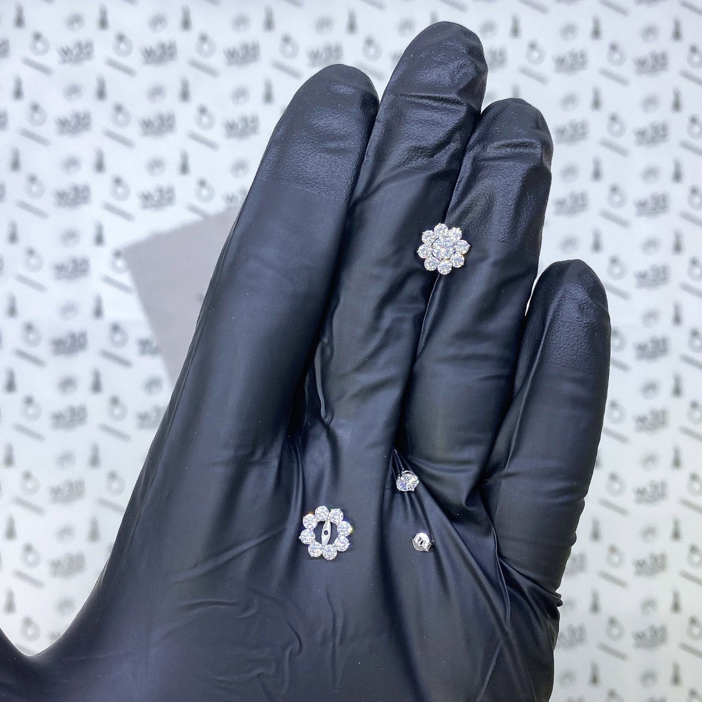 1.5Ct Simulated Round Diamonds 2-in-1 Flower Jacket Stud 14K White Gold Earrings