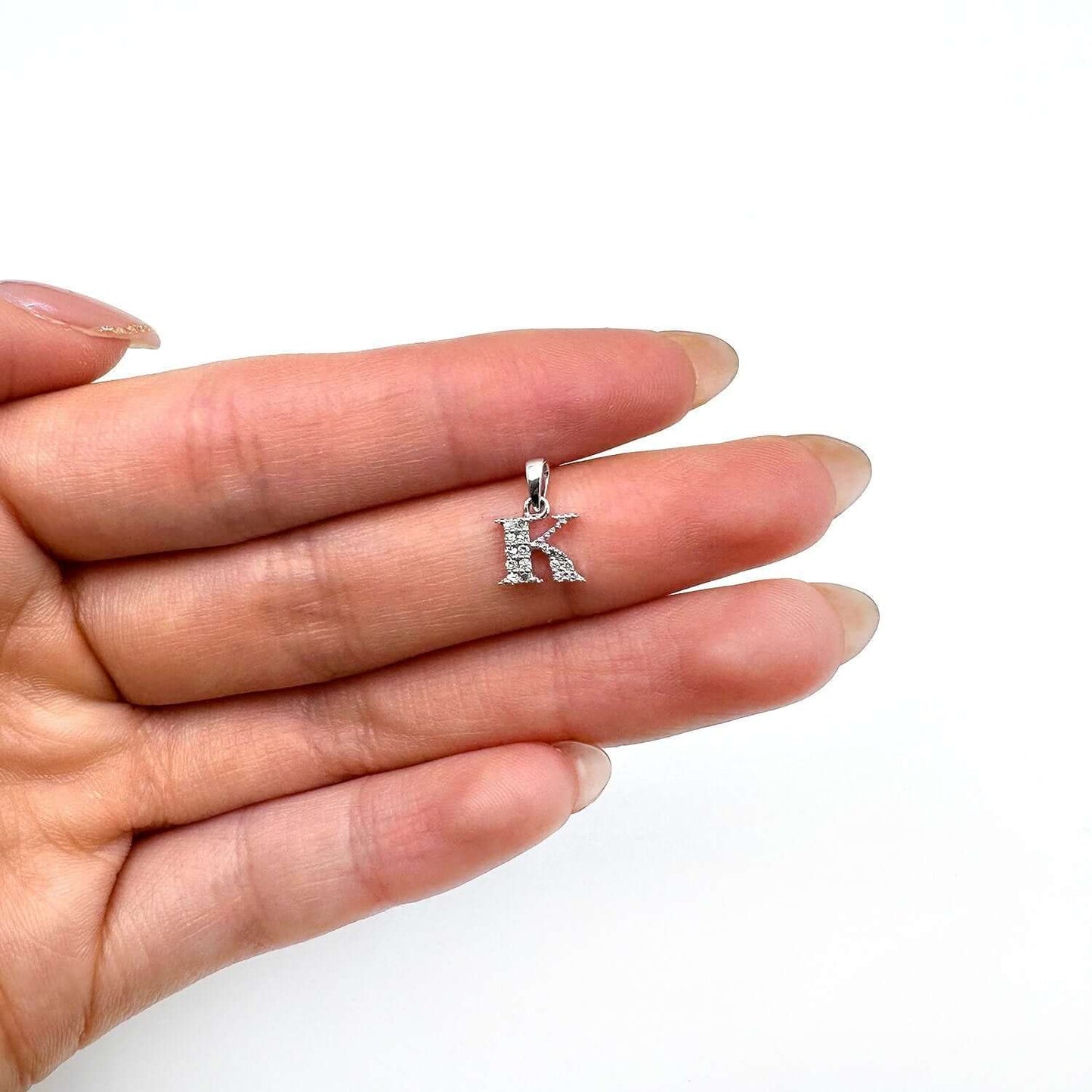 .05CTW Natural Diamond 10K White Gold Initial Letter Pendant