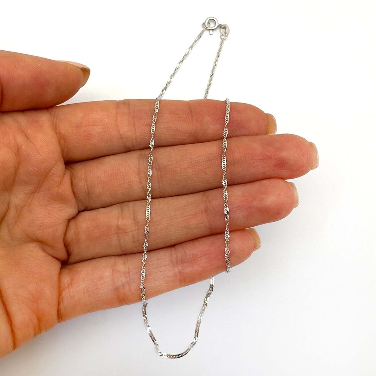 14K Gold Yellow White 1.3mm Singapore Chain Necklace 16"-24"
