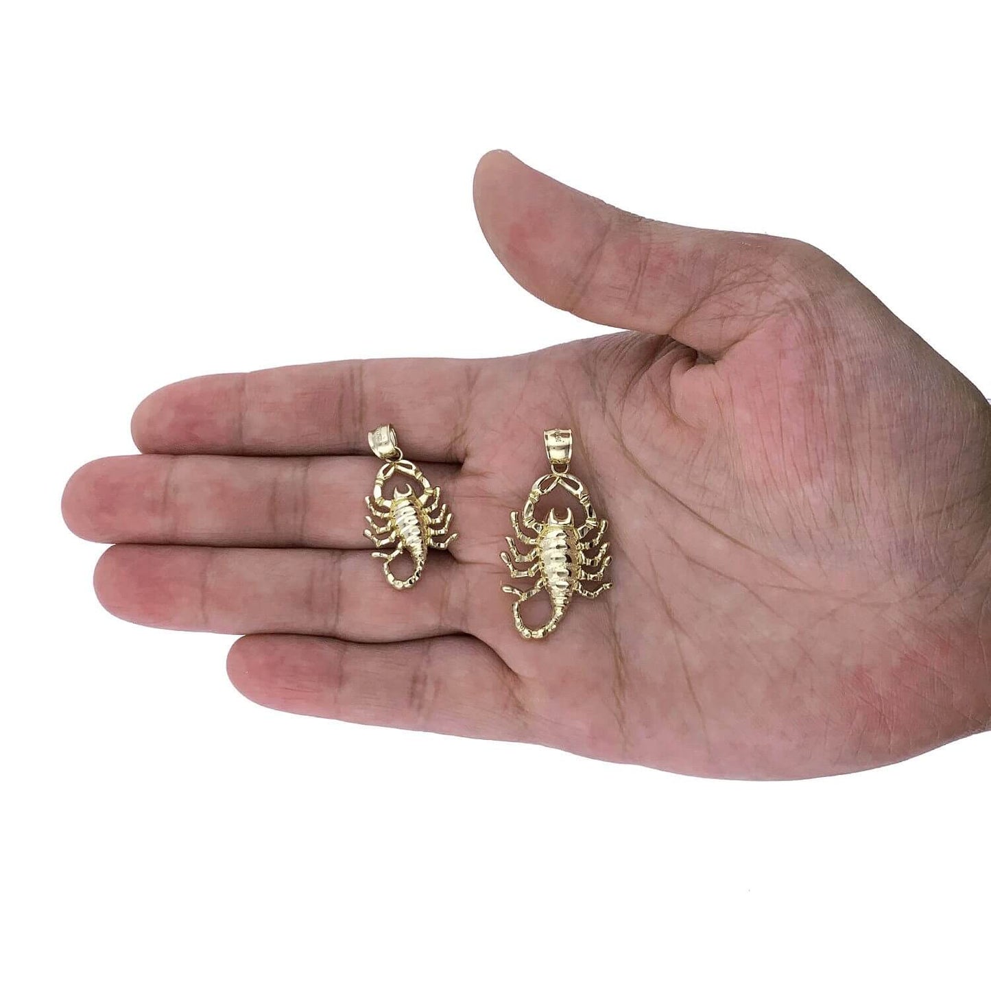 10K Solid Yellow Gold Diamond-Cut Scorpio Pendant