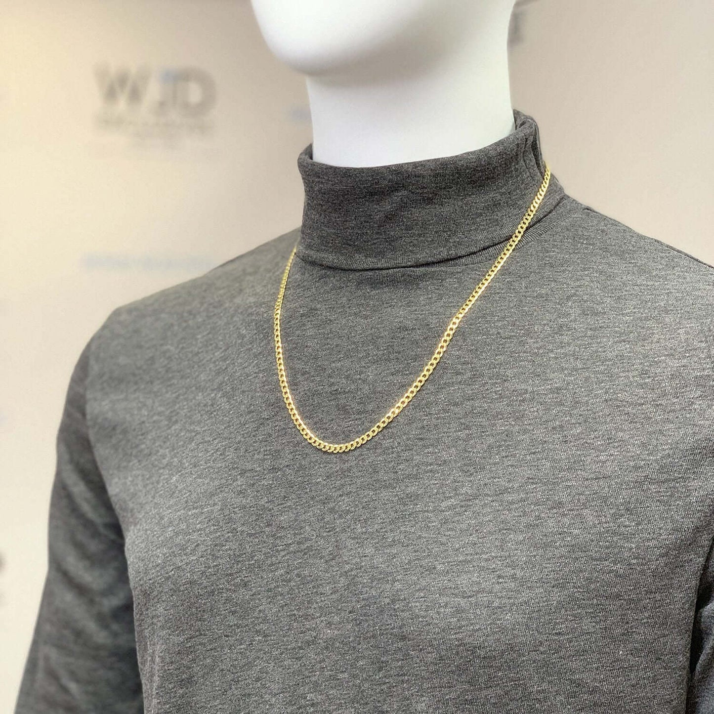 14K Yellow Gold Over Sterling Silver 4mm Cuban Chain (Solid Links) 18"-30"