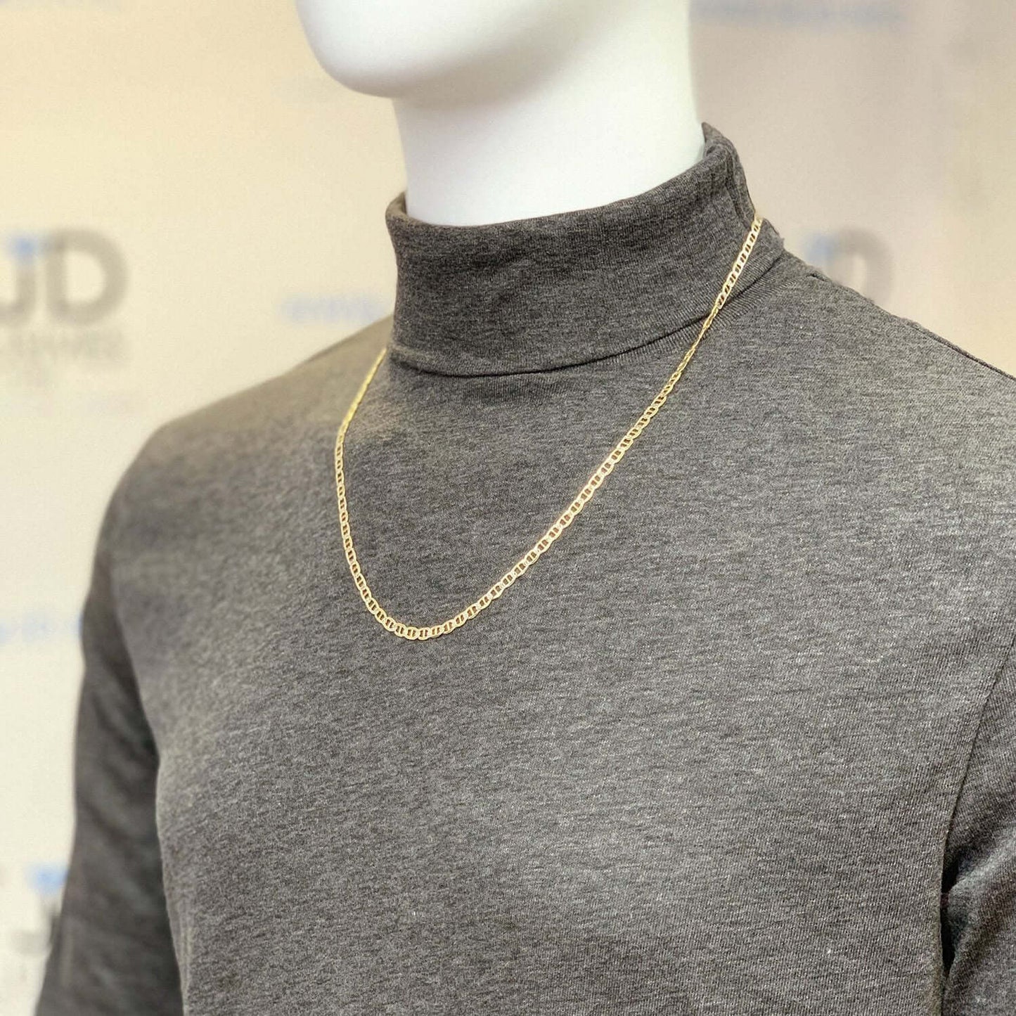 14K Yellow Gold Over Silver 4.5mm Diamond-Cut Mariner Anchor Chain (Solid Links) 18"-30"