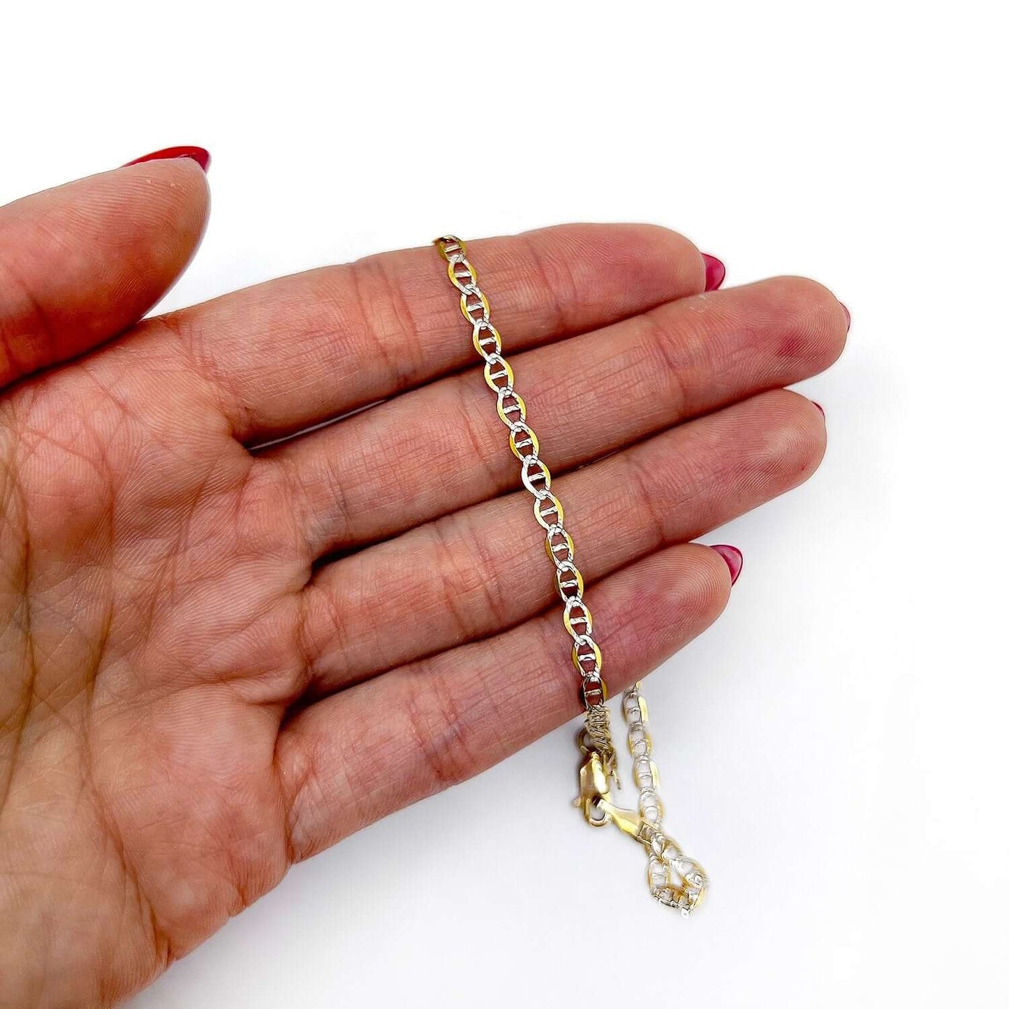 Solid 10K Gold Yellow 3mm Diamond-Cut Anchor Mariner Anklet Bracelet 10"