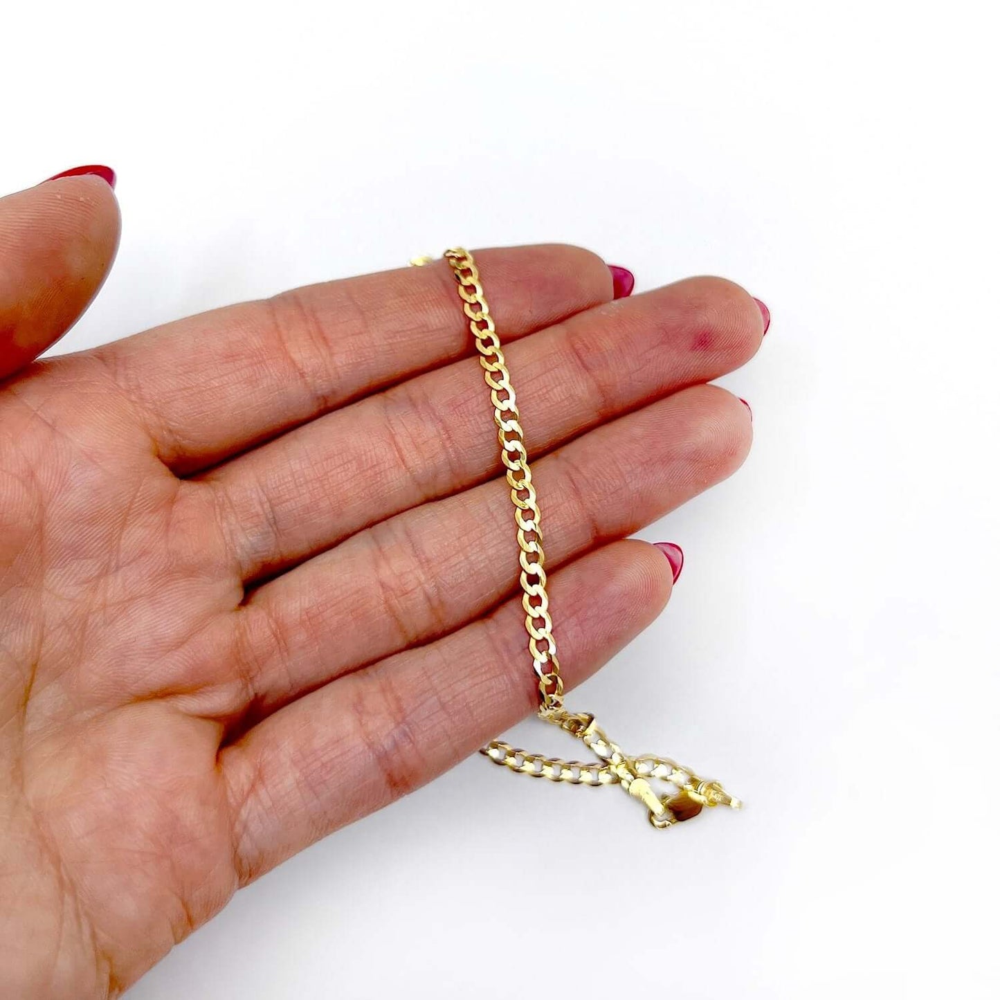 Solid 10K Gold Yellow 3mm Cuban Anklet Bracelet 10"