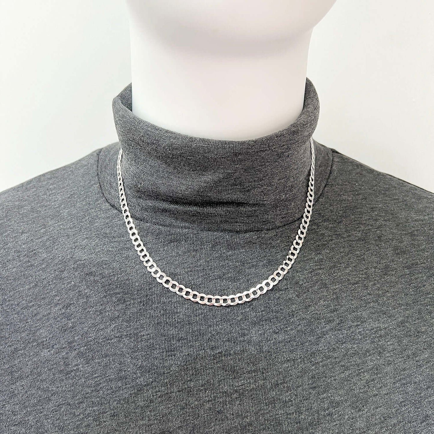Solid 14K White Gold 5.7mm Cuban Curb Chain Necklace 20"-24"