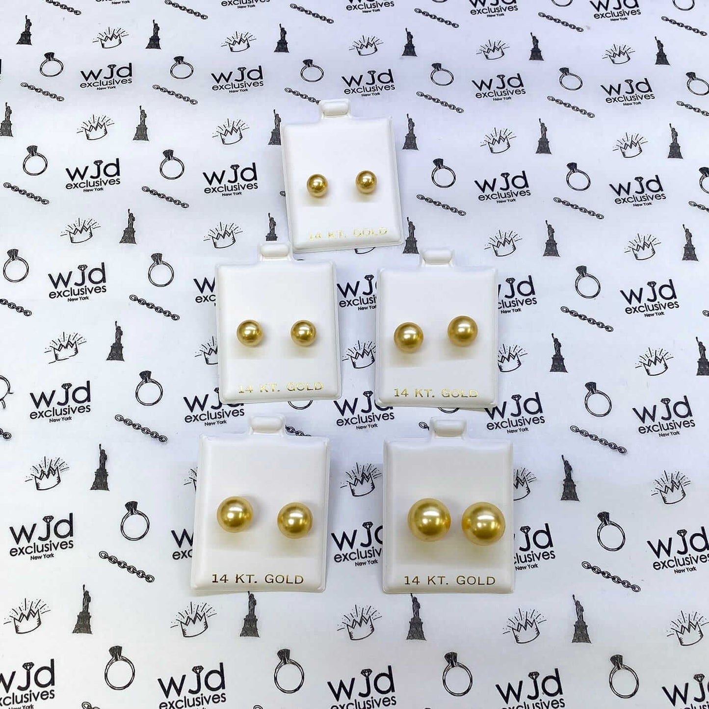 14K Yellow Gold Yellow Crystal Pearl Ball Stud Earrings 4mm-12mm
