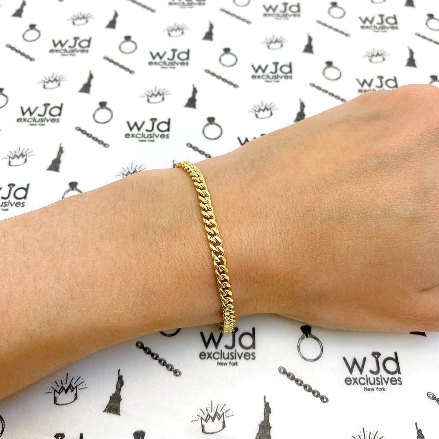 10K Gold 3.7mm Hollow Miami Cuban Bracelet 8"