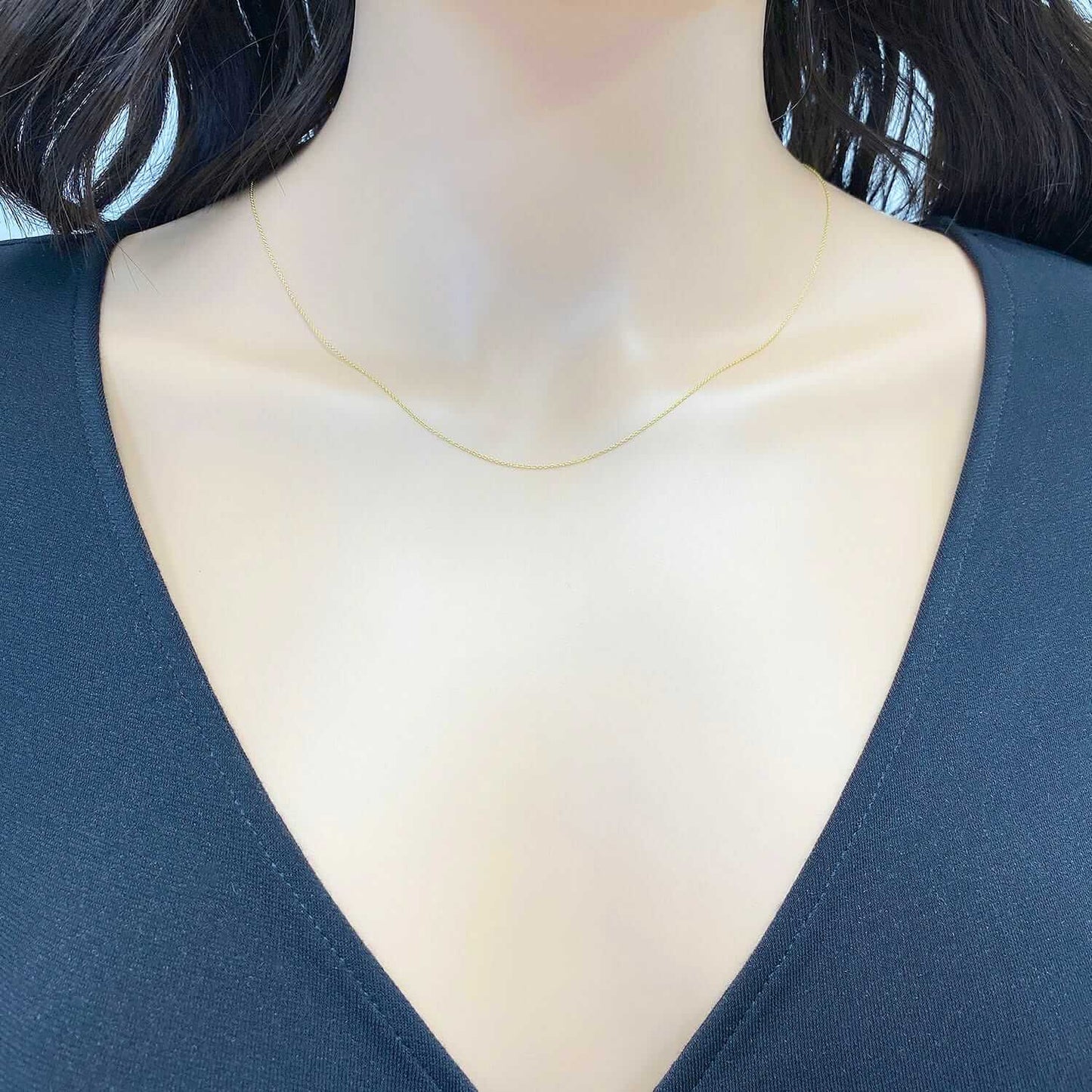 Solid 14K Gold 0.8mm Cable Chain Necklace 16"-22"