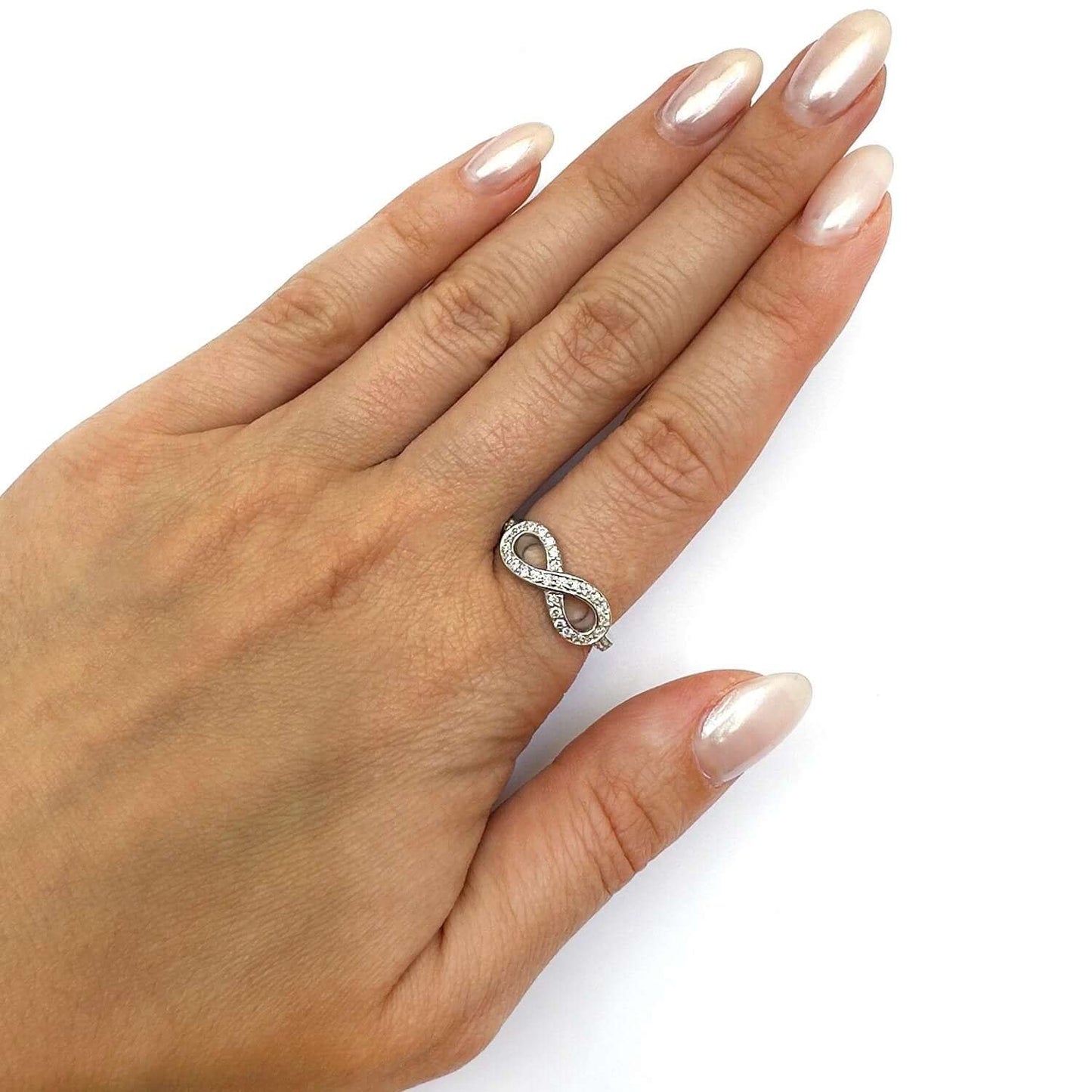 0.40CTW Real Diamond 14K Gold White Infinity Ring