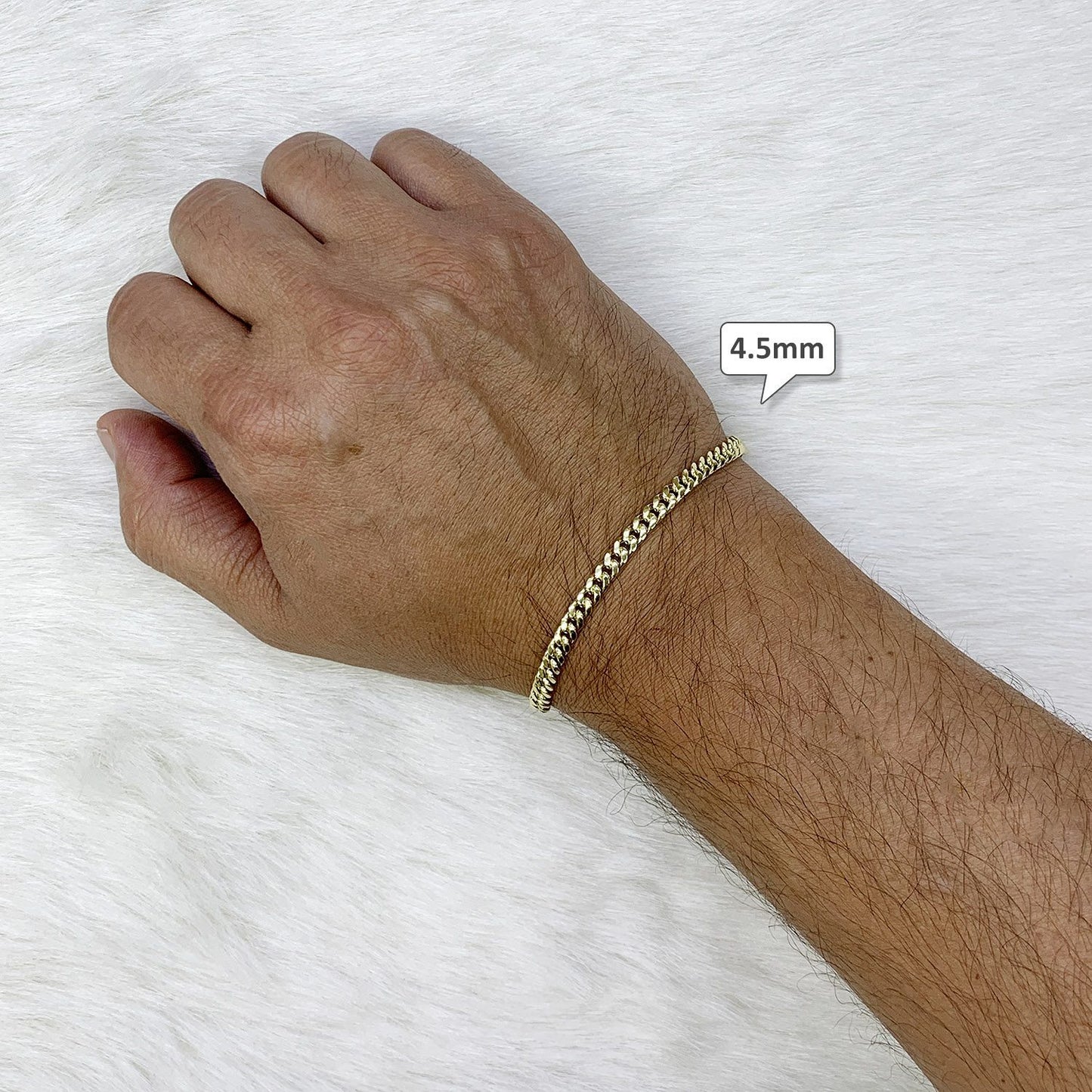 14K Gold Yellow Hollow 3mm - 4.5mm Miami Cuban Bracelet 8"