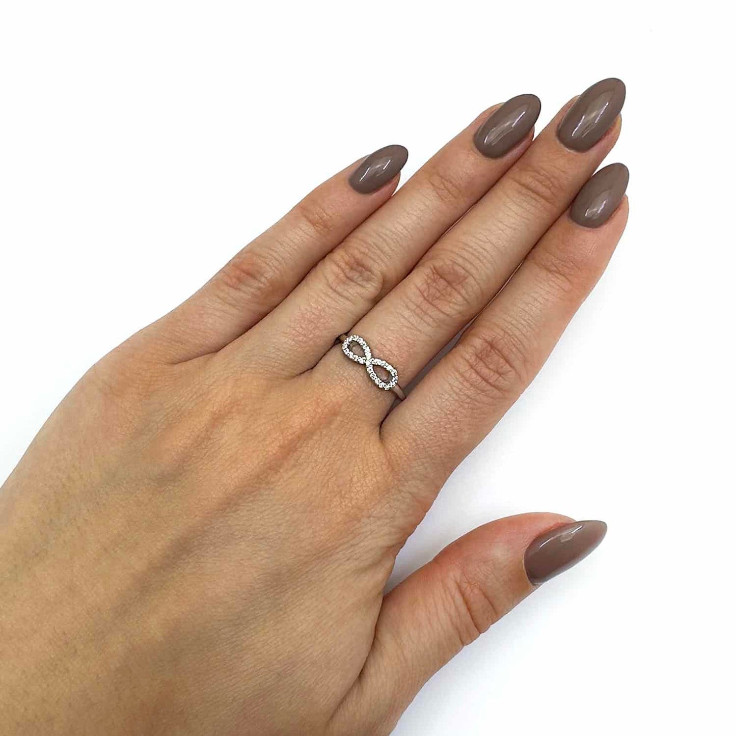 0.12CTW Natural Diamond 14K Gold White Infinity Ring