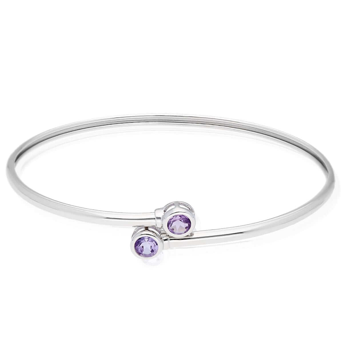 Sterling Silver 0.80Ct Bezel Multicolor CZ Bangle Bracelet