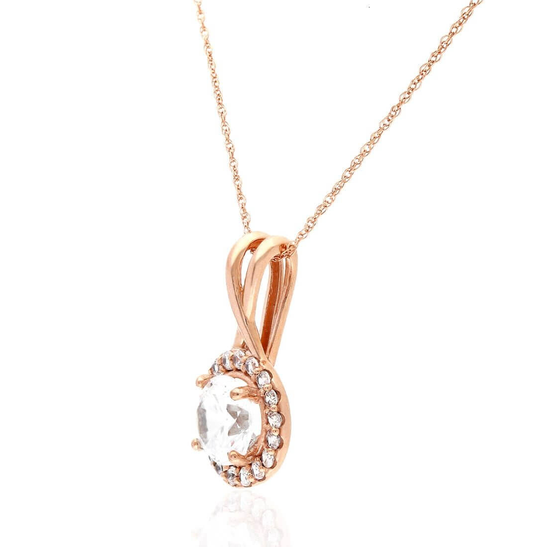 1.75CT CZ 14K Yellow White Rose Gold Halo Pendant with 18" Chain