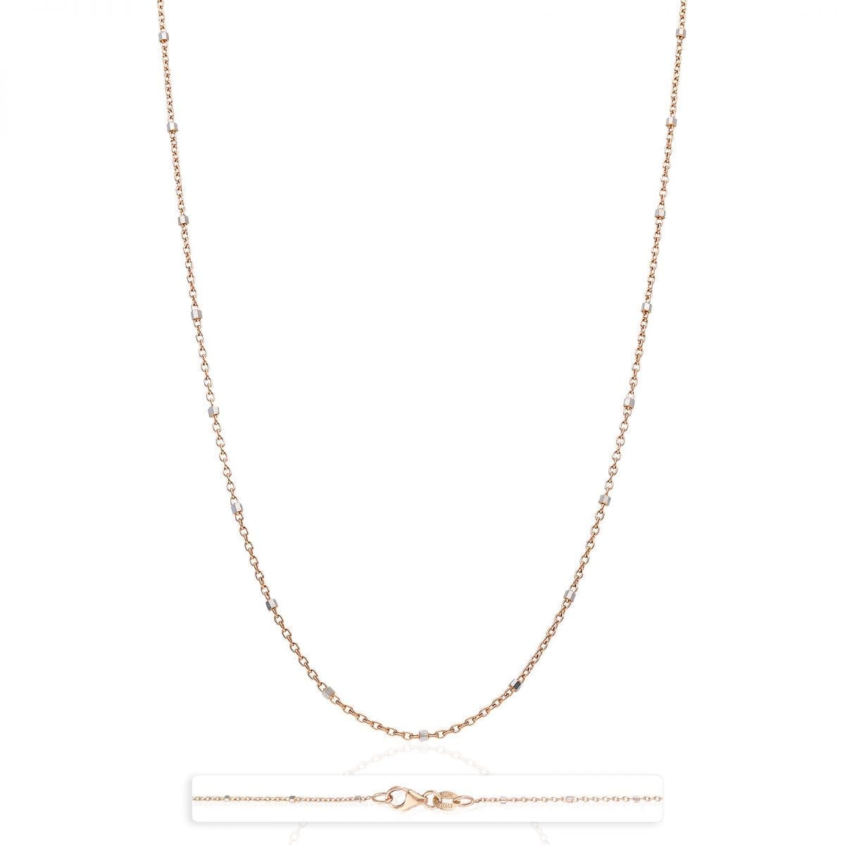 14K Yellow White Rose Gold 1.2mm Cable Saturn Beads Station Chain 16"-20"