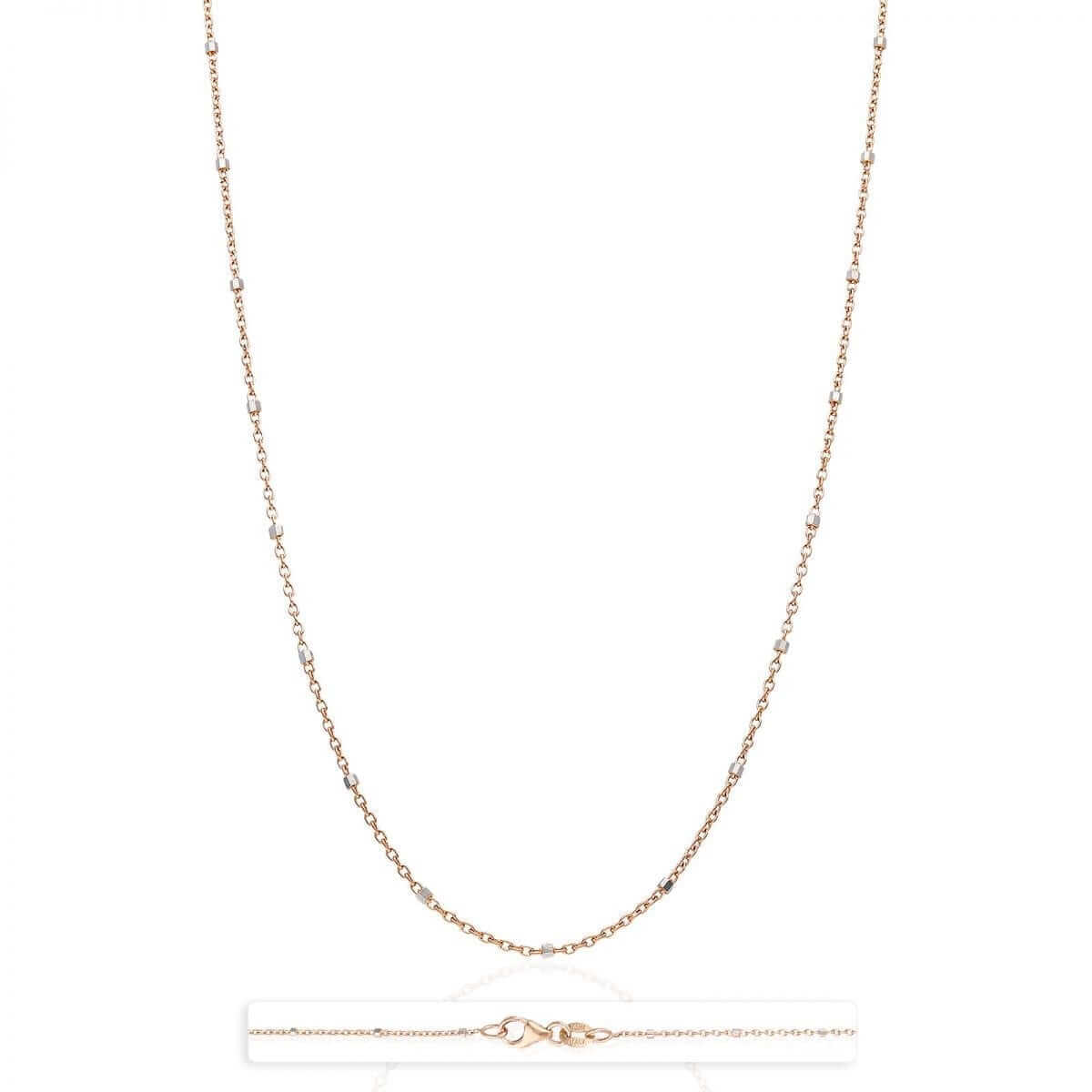 14K Yellow White Rose Gold 1.2mm Cable Saturn Beads Station Chain 16"-20"