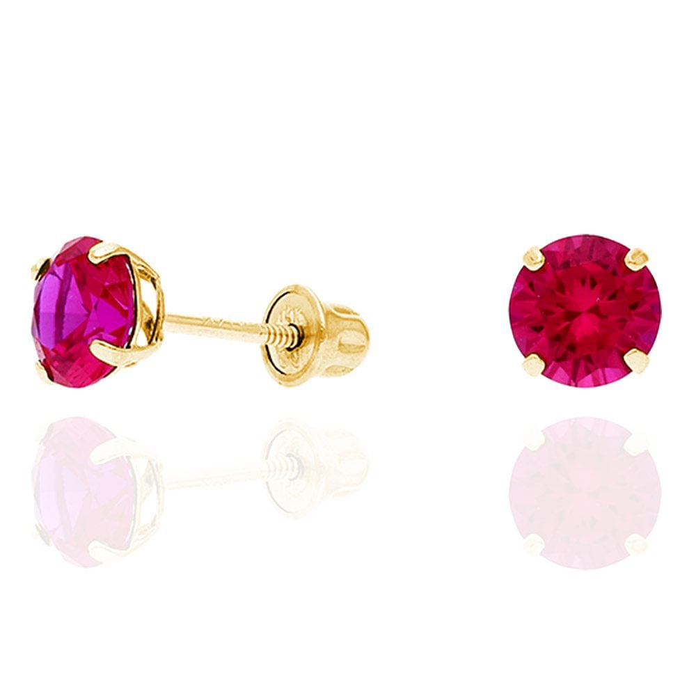 14k Yellow Gold White Gold 1.50Ct Birthstone Round Stud Screw Back Earrings