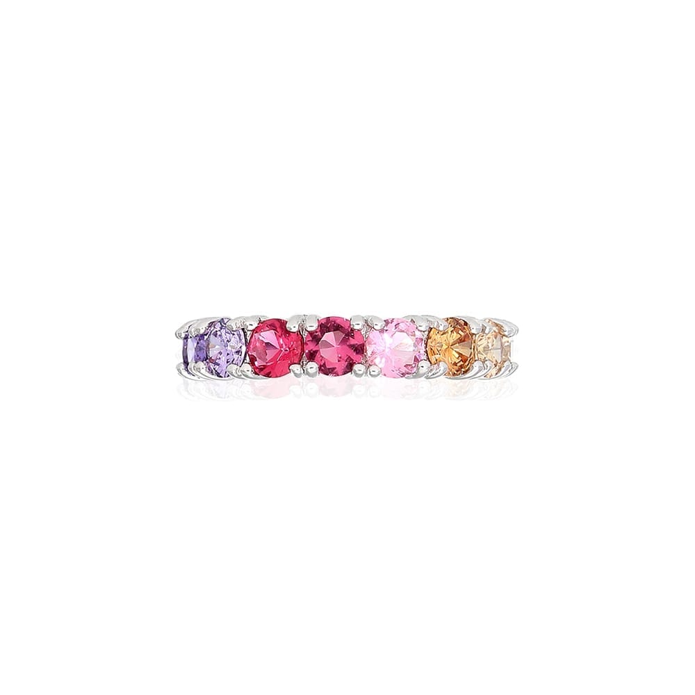 18K Yellow Gold Over 925 Sterling Silver Multicolor CZ Eternity Ring Band