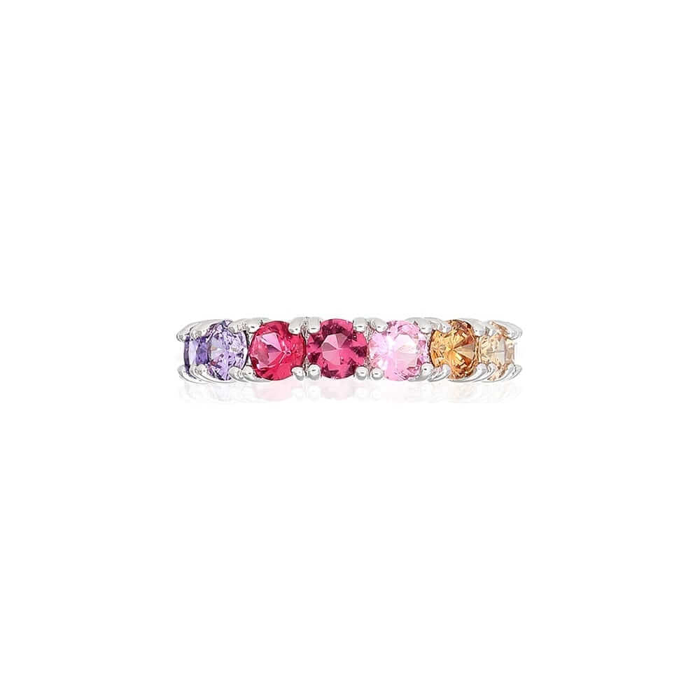 18K Yellow Gold Over 925 Sterling Silver Multicolor CZ Eternity Ring Band