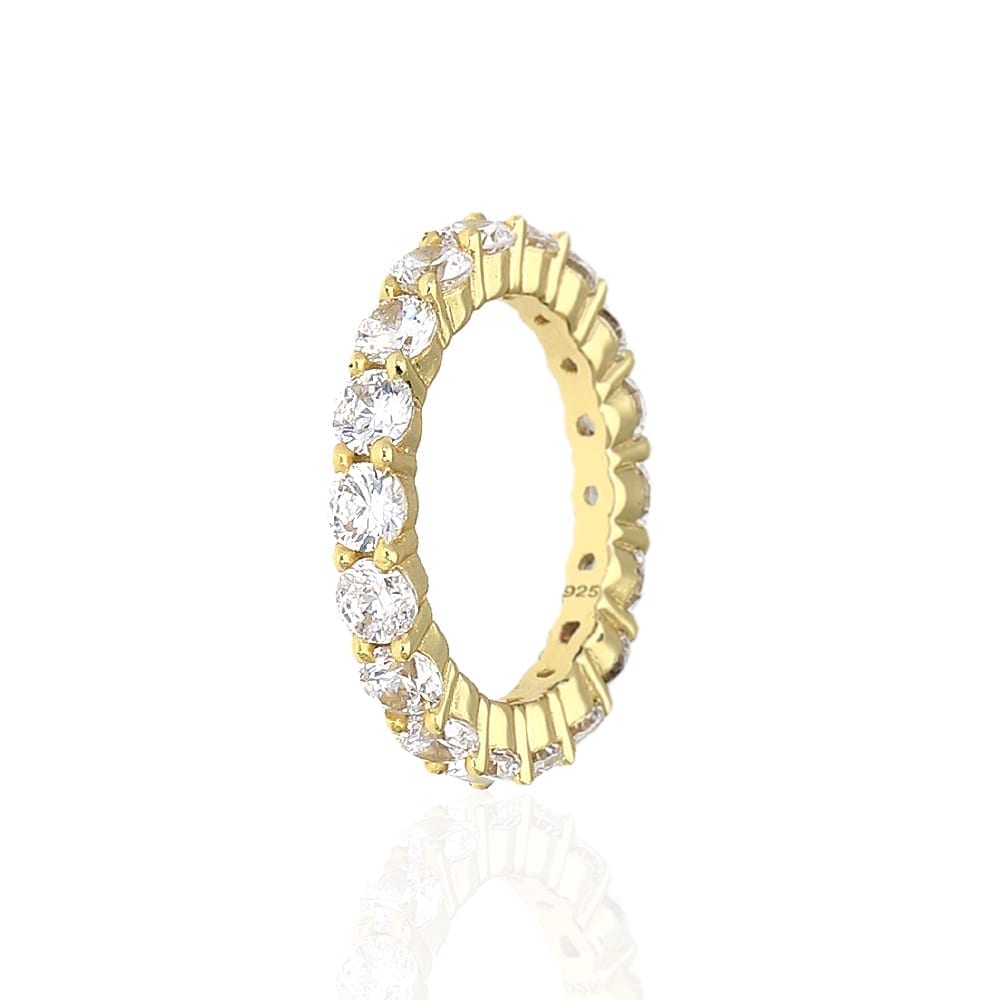 Gold Over 925 Sterling Silver Stackable CZ Eternity Promise Ring Band