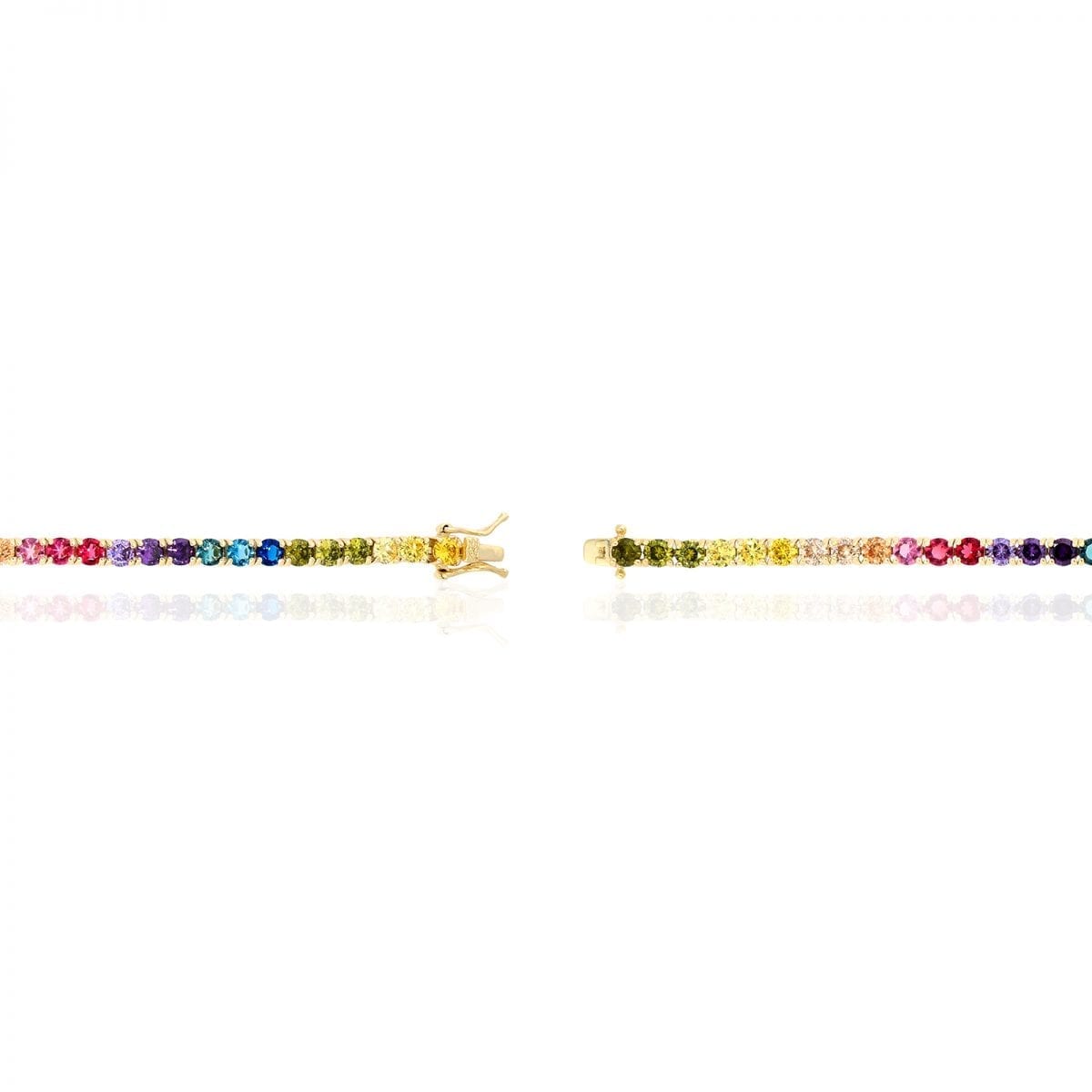925 Sterling Silver 4mm Gold Plated Multicolor CZ Tennis Bracelet 7.25"