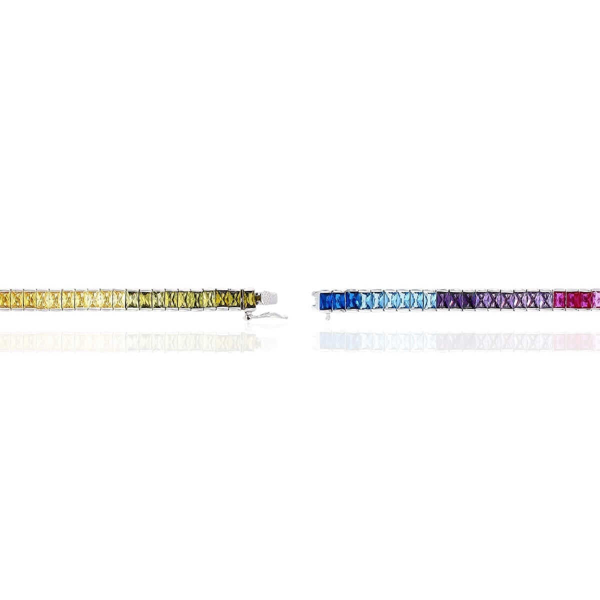 Sterling Silver 6mm Multicolor Rainbow CZ Tennis Bracelet 7.25"